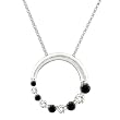 10K White Gold 1/4 ct. Alternating Black and White Diamond "Journey of Love" Circle Pendant with Chain