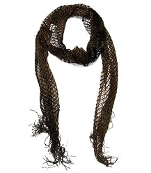 Dark Taupe Fishnet Skinny Scarf 12" X 64"