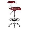 Vibrant Wine Red and Chrome Bar Stool Height Drafting Stool with Tractor Seat [LF-215-WINERED-GG]