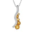 Journey Necklace With Genuine Citrines Beautifully Crafted in White Gold Length 18in
