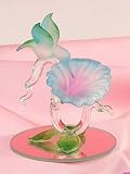 Glass Hummingbird Over Flower Collectible Decoration Figurine Statue