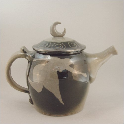 "Porcelain Teapot running woman, Tea Pot original hand made"