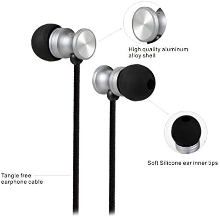 Shengpute Metal Earphones with Microphone Bass Earbuds High-end Nylon Cable In-Ear Headphones Headsets/earplugs for phones (Gray)