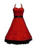 50's Small Polka Dot Swing Prom Dress Red