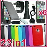 23 in 1 ACCESSORY BUNDLE CASE CAR CHARGER FOR IPHONE 4S AND 4