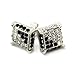 Mens Silver Tone Clear/Black Cz Cube Iced Out Hip Hop Micro Pave Stud Earrings