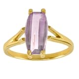 10k Yellow Gold Bridge-Cut Pink Quartz Ring