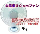 『送料無料』　充電式扇風機 サーキュレーター　LEDライト機能＆首振り機能付き　電気代約5円（満タン充電1回）