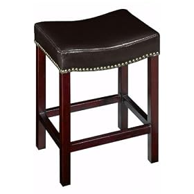 Curved Nailhead Counter Stool, 24H COUNTER, DARK BROWN