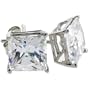 14K White Gold 1 1/4 Carat Size (6 mm ea) Princess Cut Basket Set CZ Stud Earrings