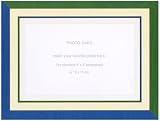 Caspari Green Moire and Blue Photo Holiday Cards, Box of 10