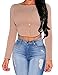Allegrace Women Sexy Crop Top Shirts Lady Summer Tops Coffee L