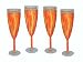 ArtisanStreet's Flame Champagne Flutes. Set of 4. Features Flame Colors in Shades of Orange  Yellow. One of a Kind, Signed by Artisan