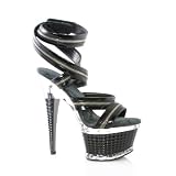 6 Inch Zipper Straps Black Platform Texture Sexy Shoes
