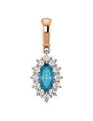 18K Rose Gold 8.00x4.00mm Marquise Cut London Blue Topaz and Diamond Pendant -- LIFETIME WARRANTY