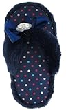 IMAGE OF Capelli New York Long Pile Bunny Fur & Heart Gem Thong Girls Indoor Slipper Navy Combo 3/4