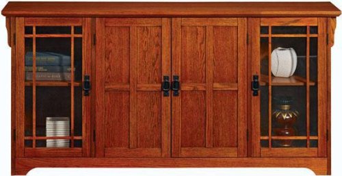 Craftsman 60w 4 - door Sideboard With 2 Glass Doors, 60W, DARK OAK