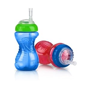 Nuby 2-Pack 10 oz No-Spill Cup with Flexi Straw, Colors May Vary