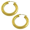14 Karat Yellow Gold 28 Mm Electroform Style Hoop Earrings