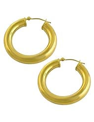 14 Karat Yellow Gold Electroform Style Hoop Earrings (28 mm)