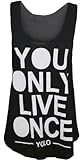 PaperMoon - Damen Yolo �rmellos Unterhemd You Only Live Once Drucken Ringerr�cken Top - 11 Farben - Gr��e 36-42