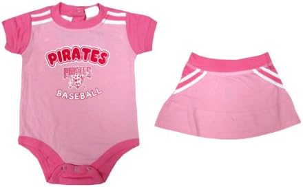 Pittsburgh Pirates MLB Baby Girls Pink 2-pack Creeper Bodysuit & Skirt Set - 0/3 Months