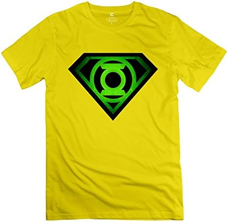 ROCRO Men's The Bing Bang Theory Sheldan Superman Glowing Green Lantern Shield Tees XL Yellow