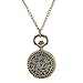 Souarts Antique Bronze Color Round Pocket Watch Hollow Green Enamel Leaf Engraved 80cm