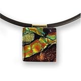 Dichroic Glass Square Signature Pendant in "Desert"