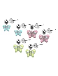 Set of 3 Girls Surgical Steel Pierced Butterfly Earrings Stocking Stuffers