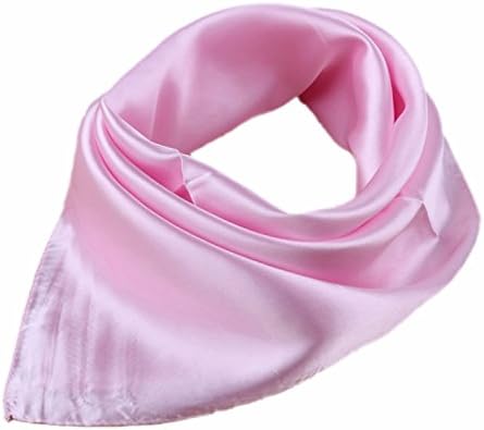 DGFA INC Women's Solid Color Square Scarf Small Satin Neckerchief (Pink C)