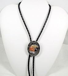 Tricolor Eagle Pewter Bolo Tie