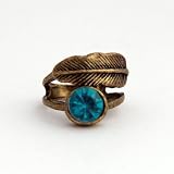 Blue Gem and Leaf Wrap Ring