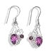 Sterling Silver Pink Topaz and Rhodolite Garnet Celtic Design Dangle Earrings by Sajen