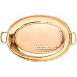 Old Dutch 17&iquest; x 13&iquest; Solid Copper Oval Tray w/Cast Brass Handle