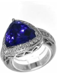 18K White Gold Tanzanite and Diamond Ring -- LIFETIME WARRANTY
