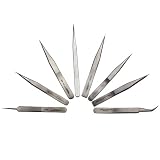 Tweezer Precision Set 8 Stainless Steel Anti Magnetic Tweezers in Pouch