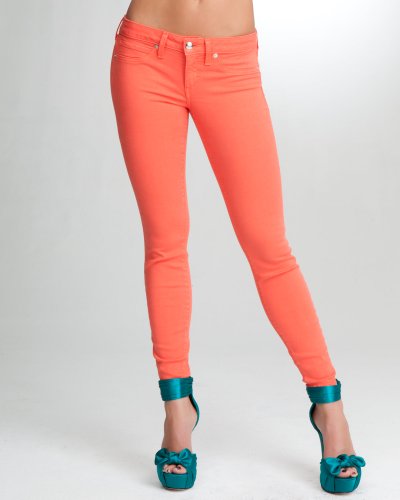 Bebe Signature Stretch Color Skinny Ankle Jean Hot Coral Size 30