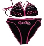 Corona Black with Embroidered Fuschia Trim Bikini Swimwear