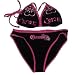 Corona Black with Embroidered Fuschia Trim Bikini Swimwear