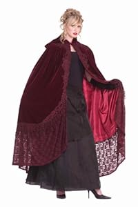 Forum Novelties Victorian Cape with Lace, Burgundy, One Size