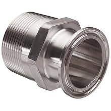 Parker Sanitary Tube Fitting, Stainless Steel 304, Adapter, 1-1/2" Tube OD x 1-1/2" NPT Male