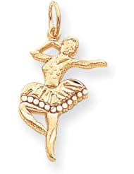 10k Yellow Gold Solid Diamond-cut Ballerina Charm