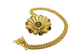 Flower Pendant Italian-Made Gold Finished Brass Necklace with Central Green Olivina Crystal