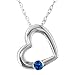 14k White Gold Sapphire Heart Pendant, 18"