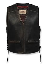 Hot Sale Milwaukee Motorcycle Clothing Company Men's Distressed Leather Lined Vest with Side Lace (X-Large)