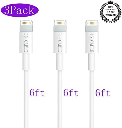 iPhone Cable,I5 Cable(TM) 3-Pack 6Ft/2m Lightning to USB Data and Sync Cable iPhone Cable iPhone 5 6 Cable 8 Pin Lightning Cable for iPhone 6/6Plus/6s/6sPlus/5s/5 iPad Air iPad mini iPad 4/5