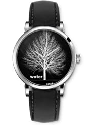 SPRAWL Aanalog Fashion Series Silver Ladies Watches of Genuine Black Leather Strap,Unique Wrist Watch for Women Girls Designed with dry tree