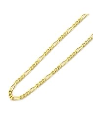 14K Gold 2mm Italian Concaved Figaro Chain Necklaces ( Available Length 14", 16", 18", 20", 22", 24")