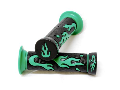 Sport Bike and Dirt Bikes Motorcycle Flame Gel Style Hand Grips GREEN COLOR MOTORCYCLE APRILLA BMW DUCATI TRIUMPH HONDA YAMAHA KAWASAKI SUZUKI Polaris Suzuki Yamaha Dirt Bikes Offroad KTM DIRT BIKE